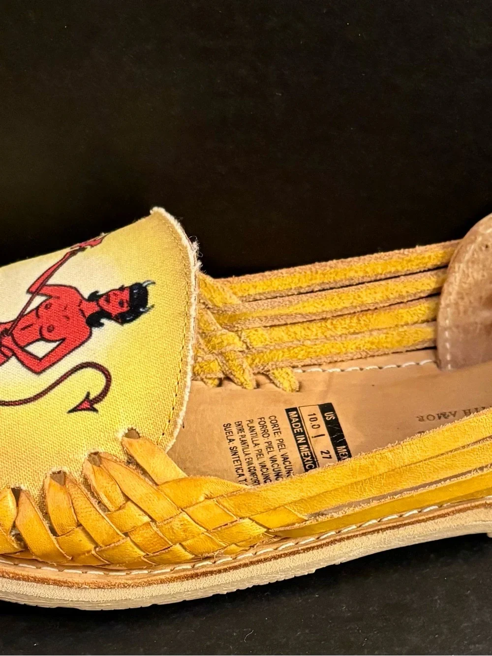 Rare Guaraxez El Corazon Devil Huarache Leather Shoes W10 Handmade Mexico